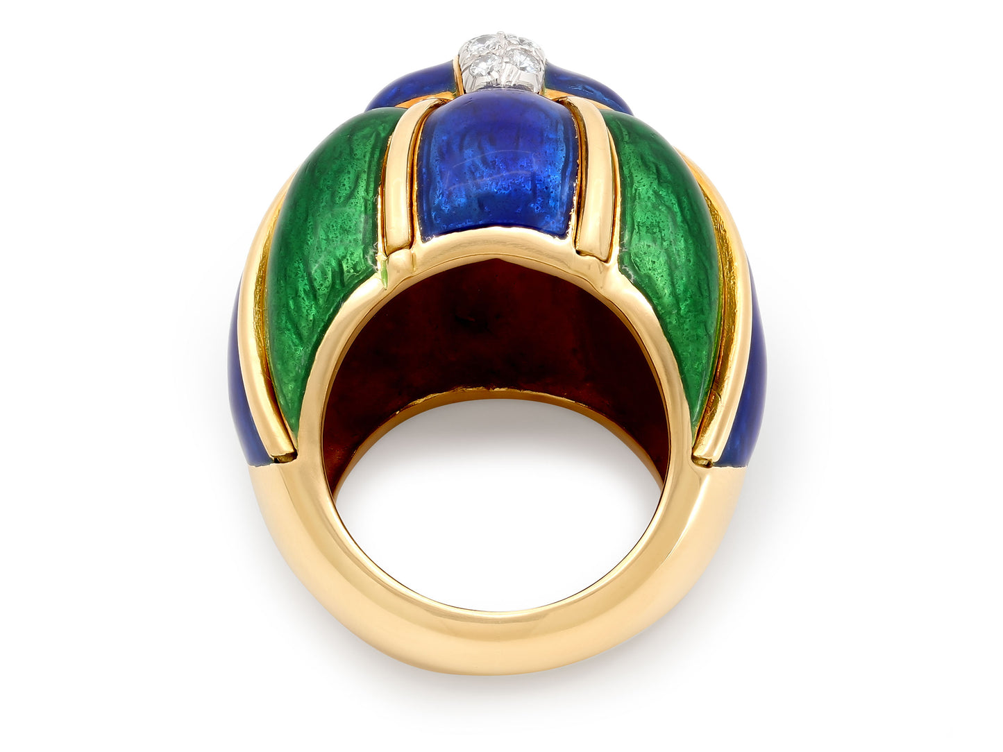David Webb Diamond and Enamel Ring in 18K Gold
