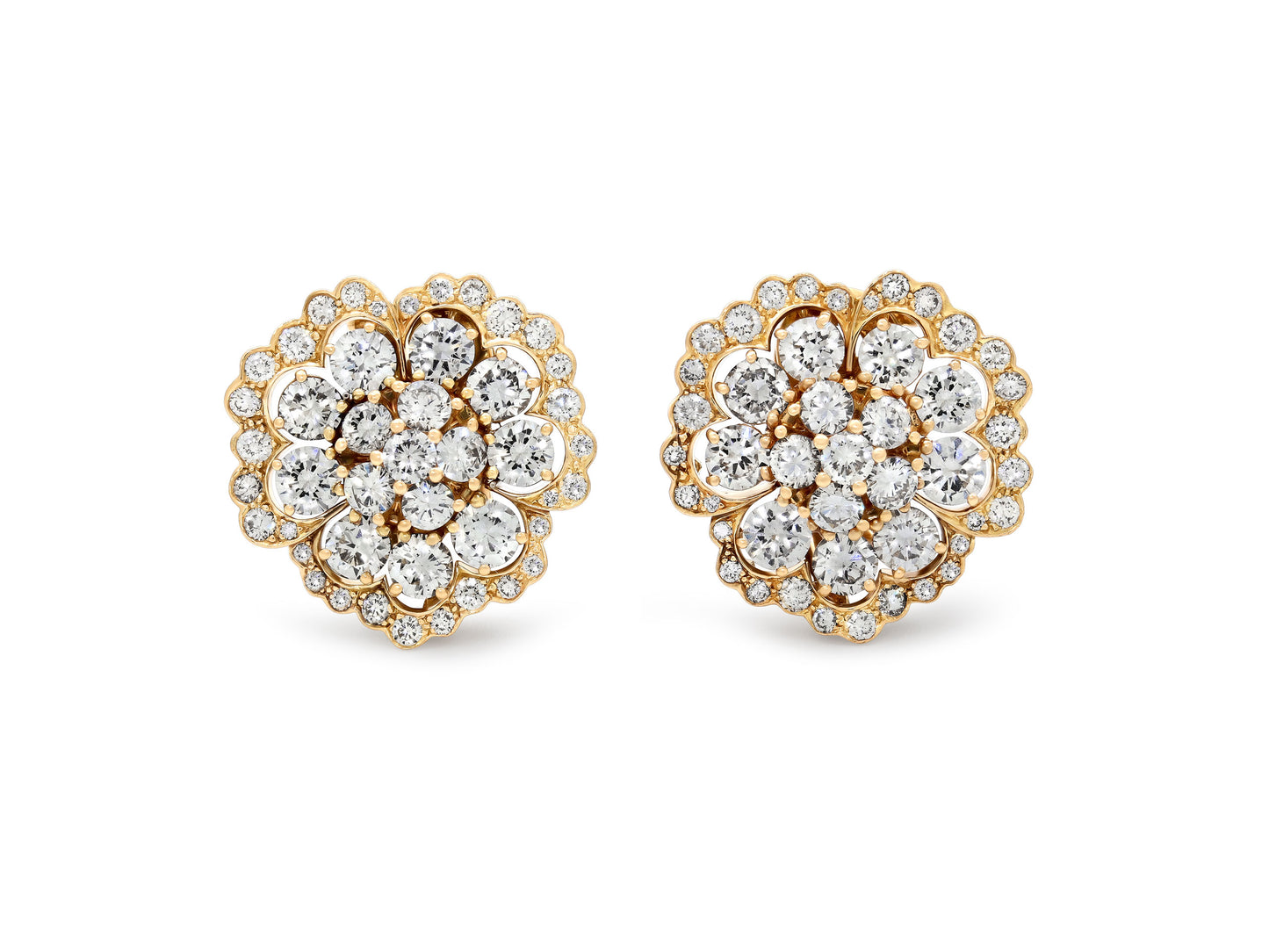 Van Cleef & Arpels Diamond Flower Earrings in 18K Gold