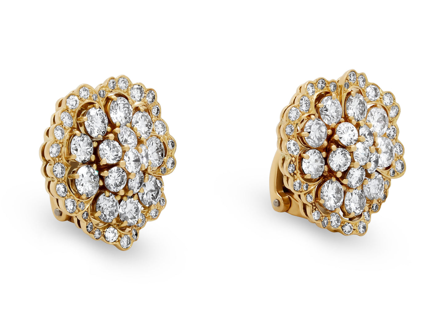 Van Cleef & Arpels Diamond Flower Earrings in 18K Gold