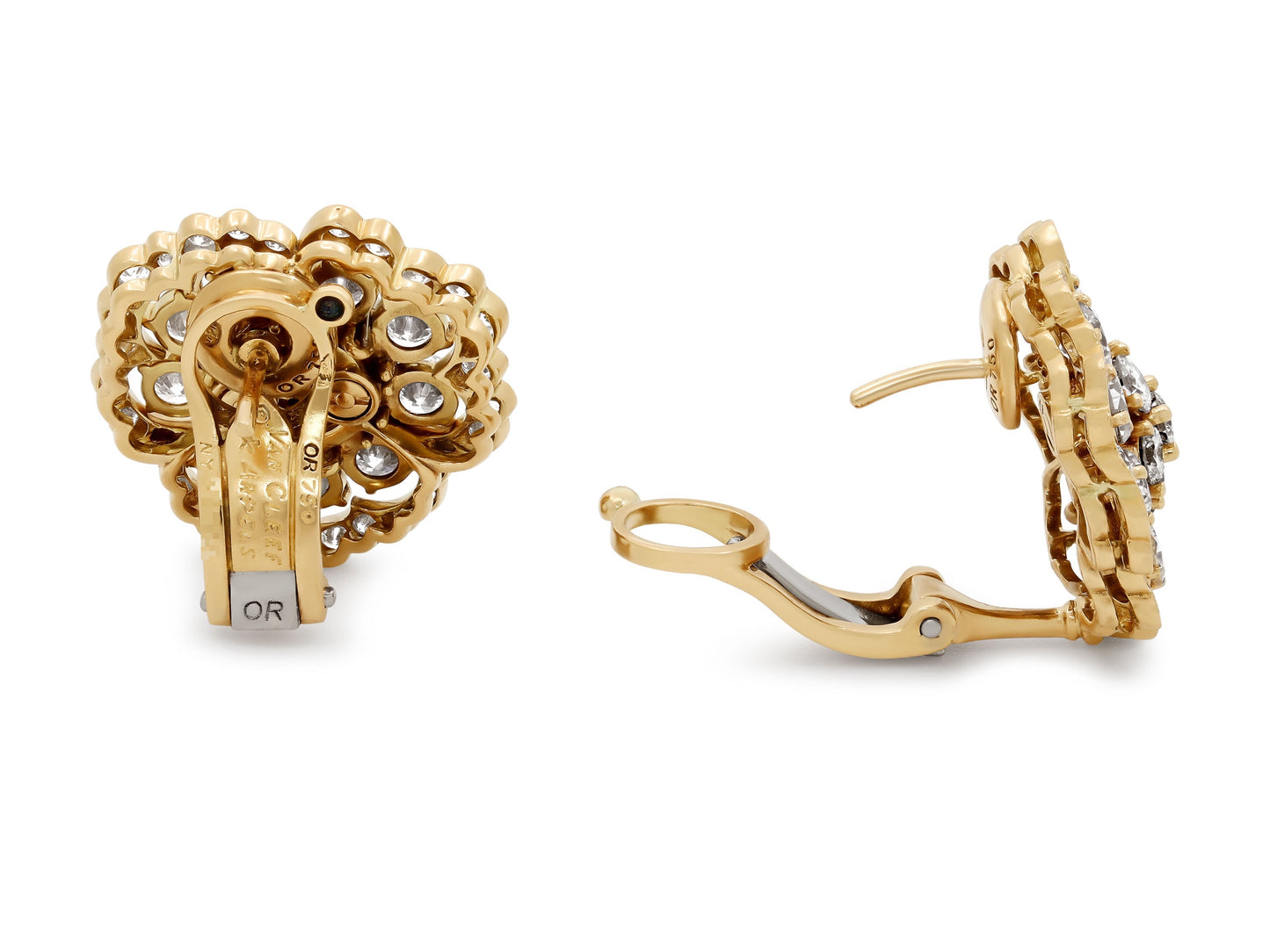 Van Cleef & Arpels Diamond Flower Earrings in 18K Gold