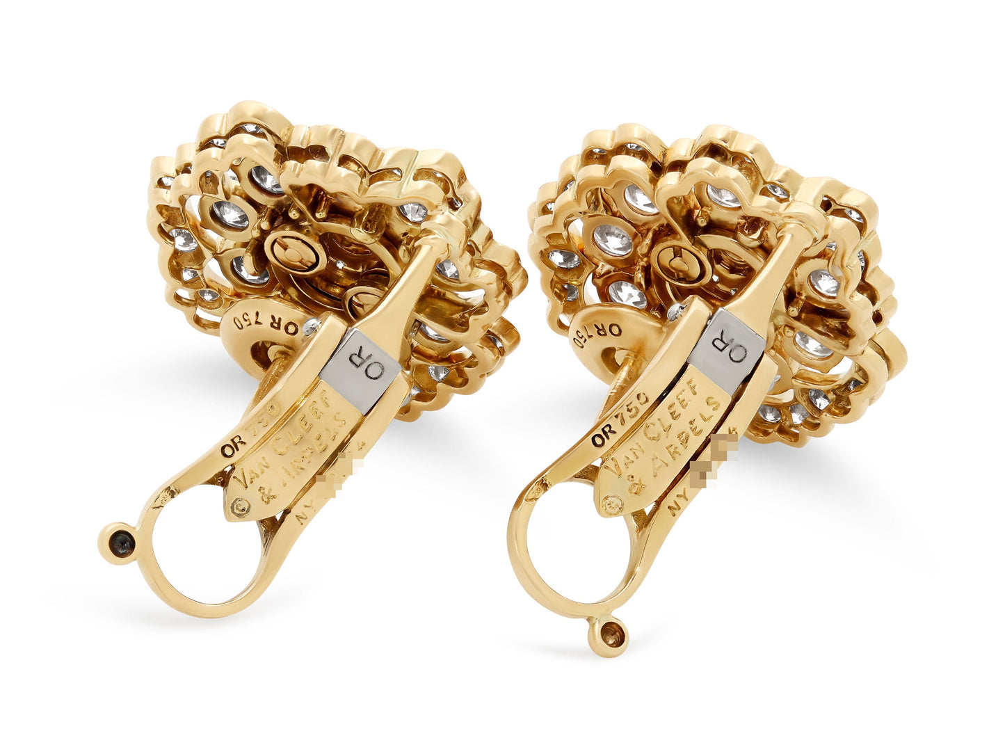 Van Cleef & Arpels Diamond Flower Earrings in 18K Gold