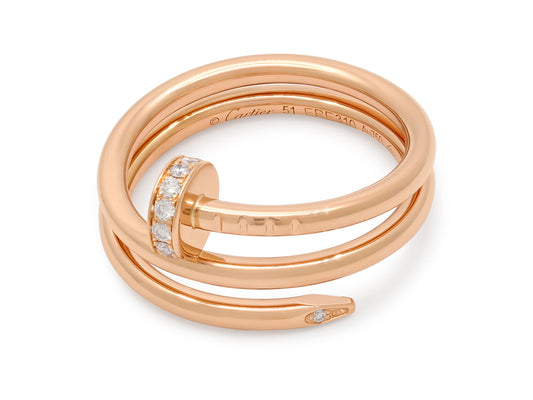 Cartier 'Juste un Clou' Ring, Double, with Diamonds in 18K Rose Gold