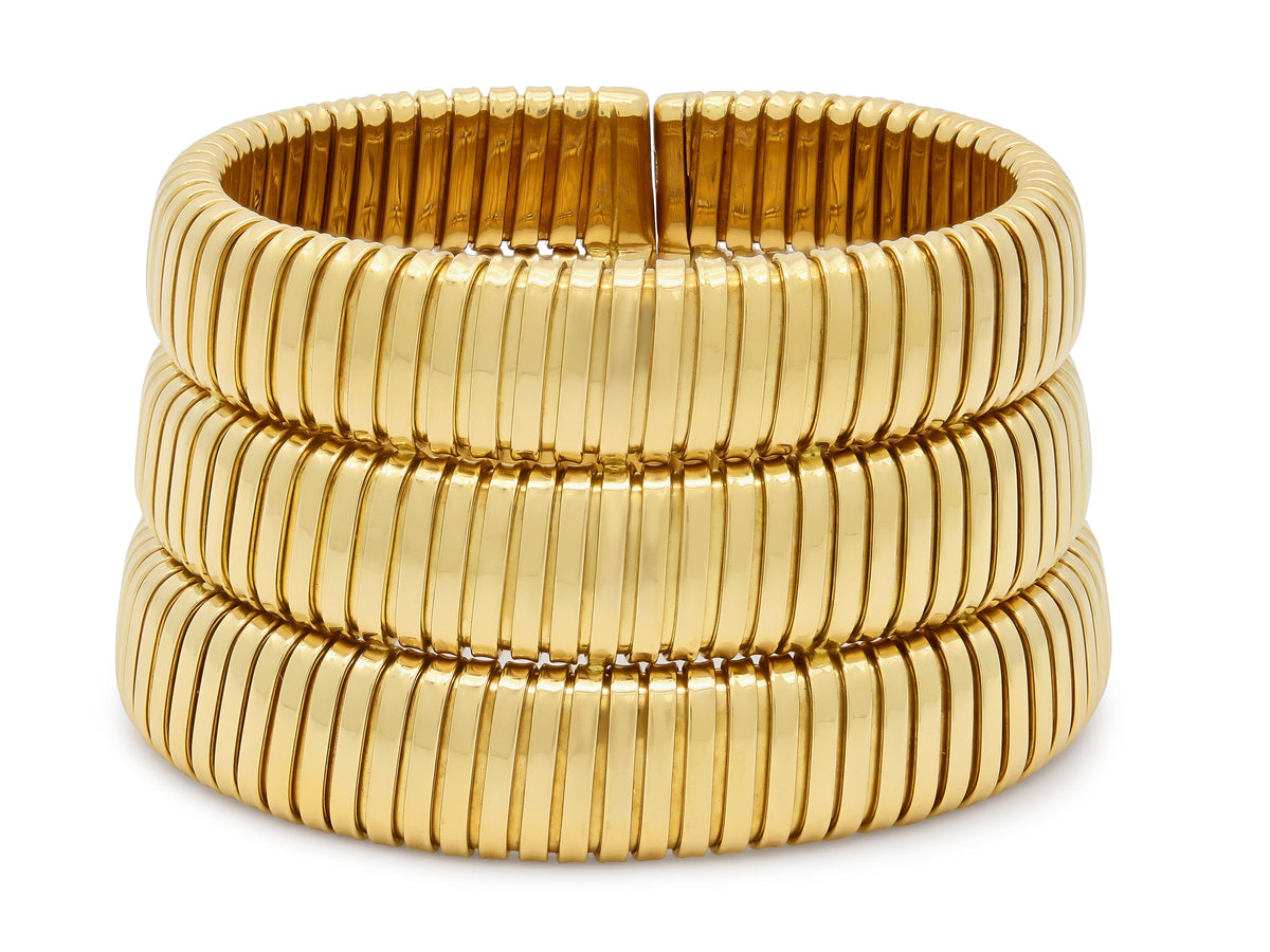 Tallarico by Weingrill Three Row Tubogas Bracelet in 18K Gold