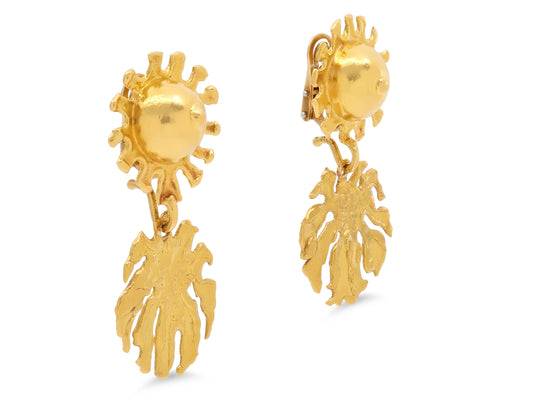 Jean Mahie Drops with Unsigned Domed Earrings in 22K Gold
