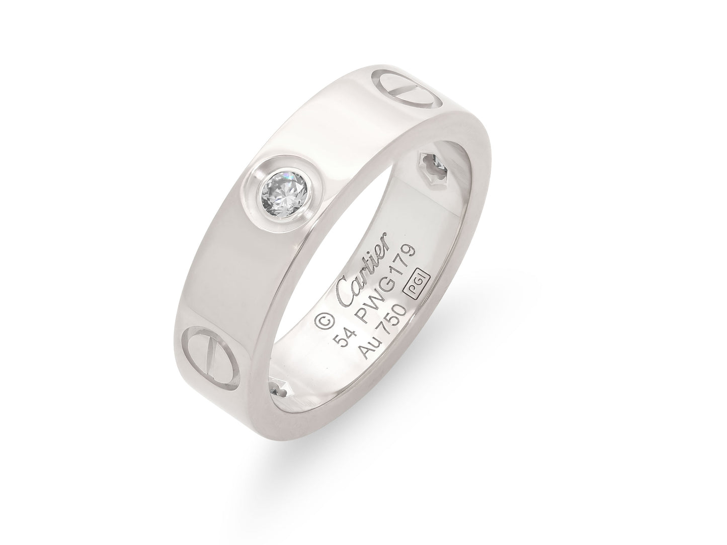 Cartier 'Love' 3 Diamond Ring, Classic Model, in 18K White Gold