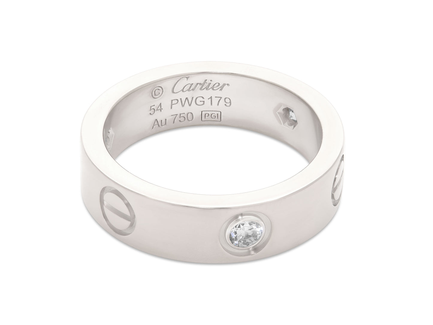 Cartier 'Love' 3 Diamond Ring, Classic Model, in 18K White Gold