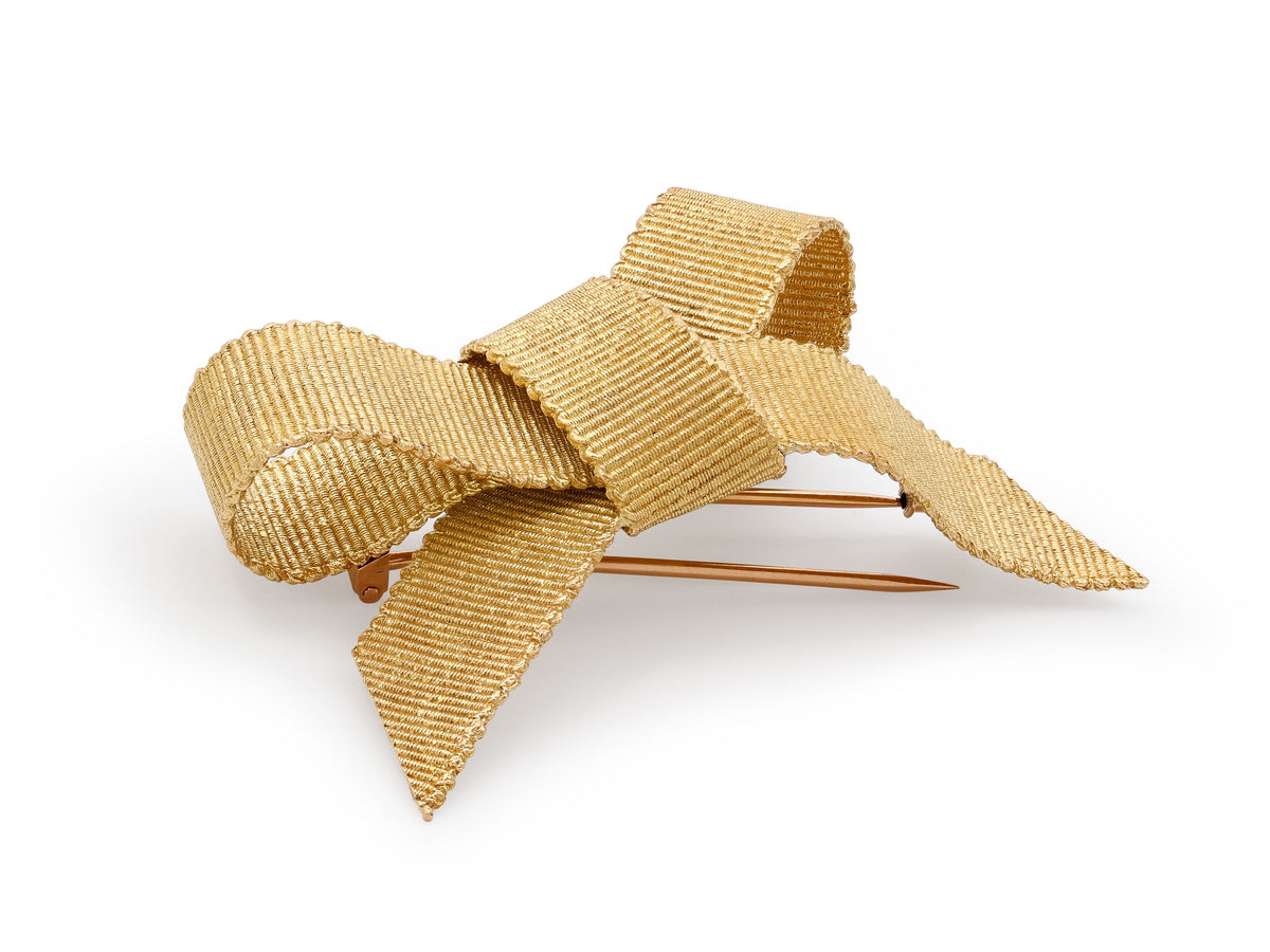 Mid-Century Bulgari Bow Brooch in 18K Gold