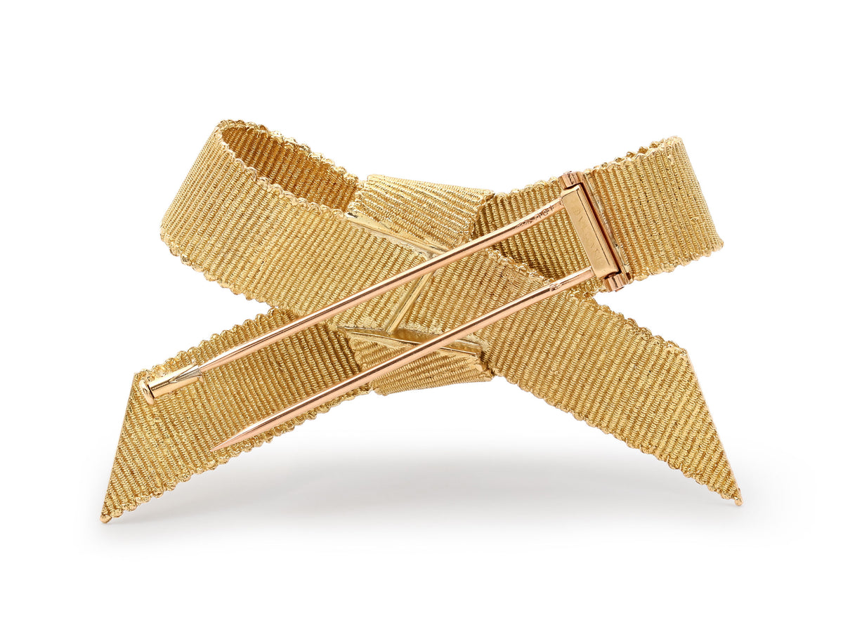 Mid-Century Bulgari Bow Brooch in 18K Gold