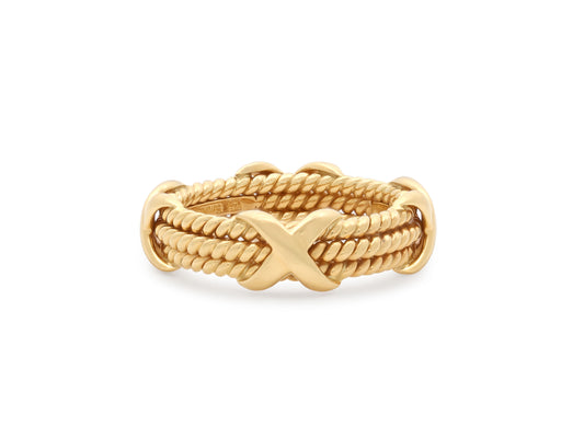 Tiffany & Co. Schlumberger 'Rope' Three-Row X' Ring in 18K Gold