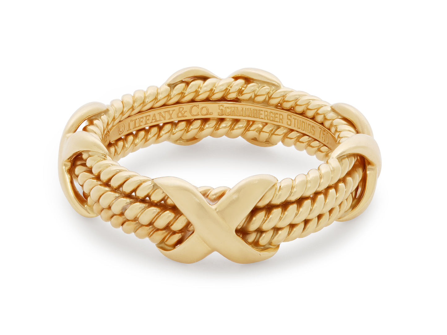 Tiffany & Co. Schlumberger 'Rope' Three-Row X' Ring in 18K Gold