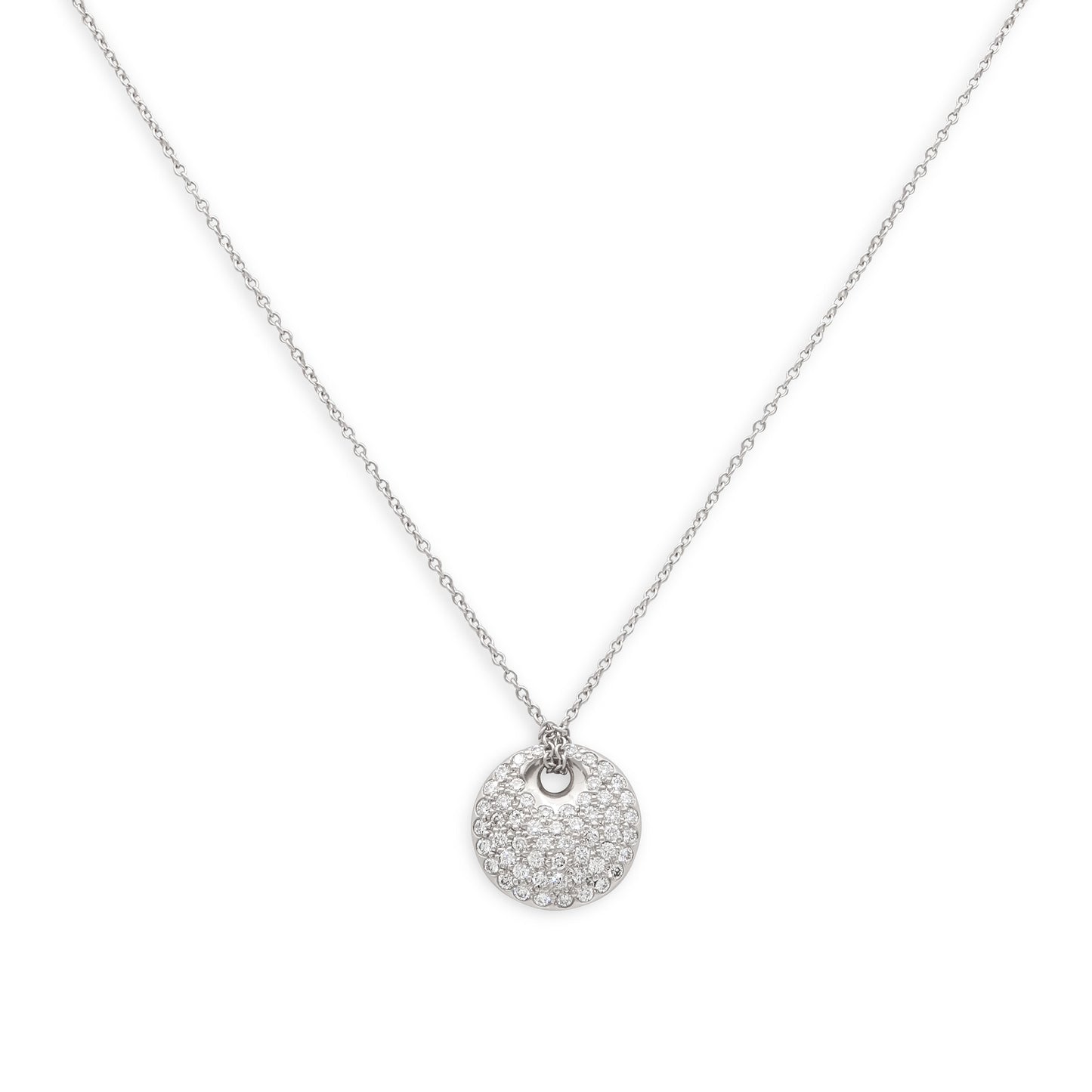 Tiffany & Co. Elsa Peretti 'Round Pendant' Diamond Necklace in Platinum