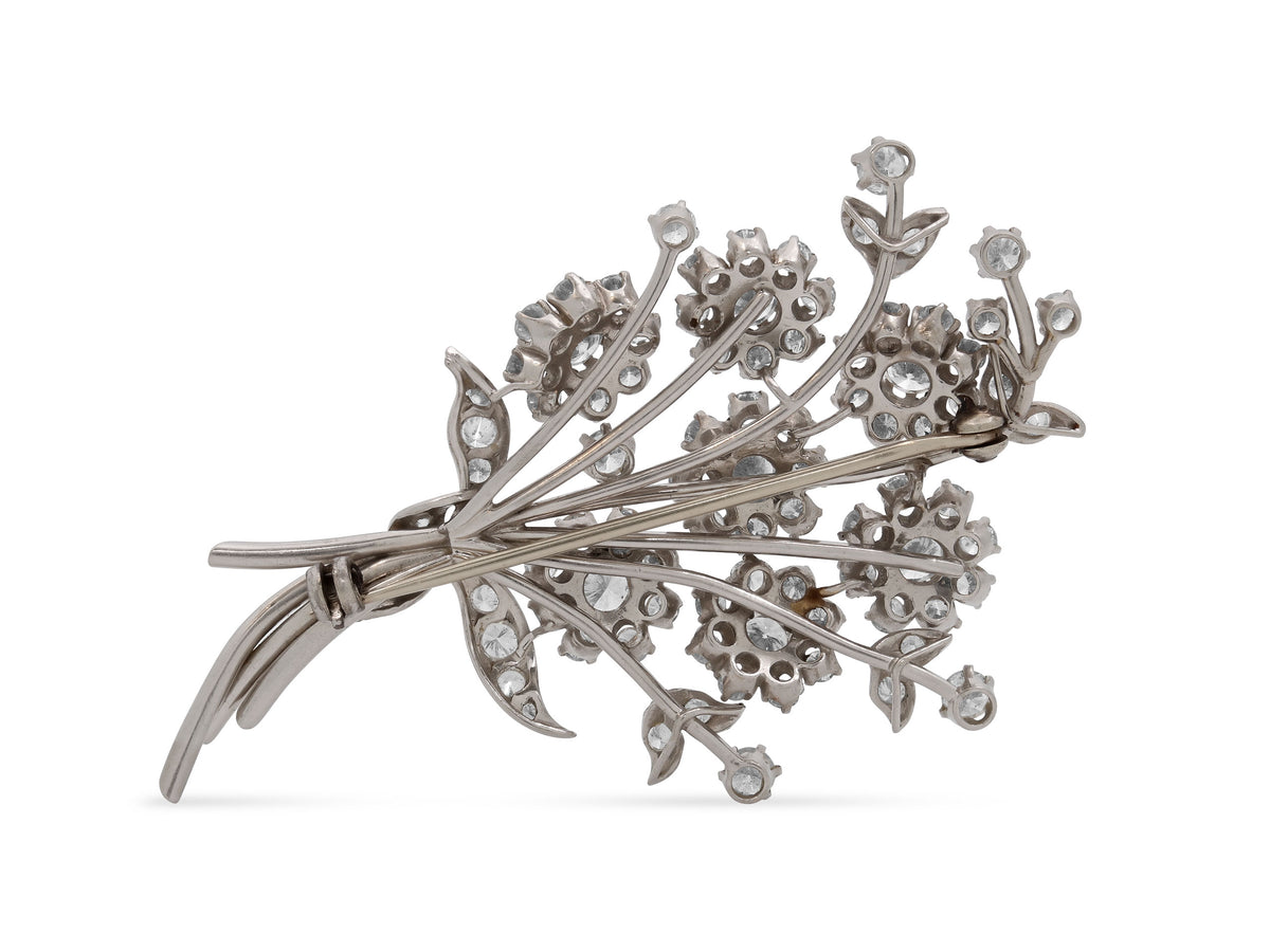 Diamond Flower Brooch in Platinum