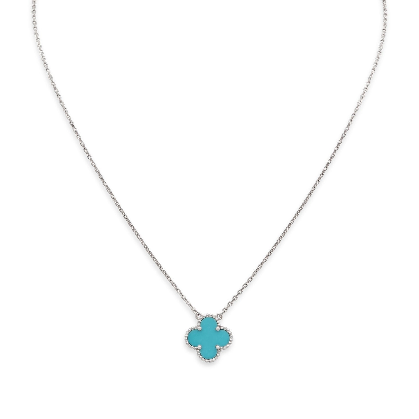 Van Cleef & Arpels 'Vintage Alhambra' Turquoise Pendant in 18K White Gold