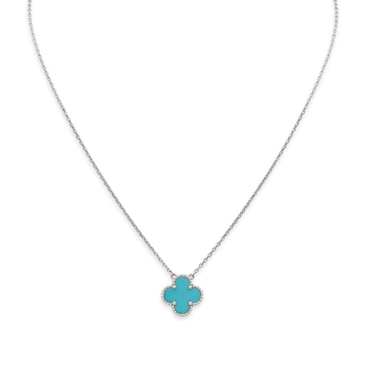 Van Cleef & Arpels 'Vintage Alhambra' Turquoise Pendant in 18K White Gold