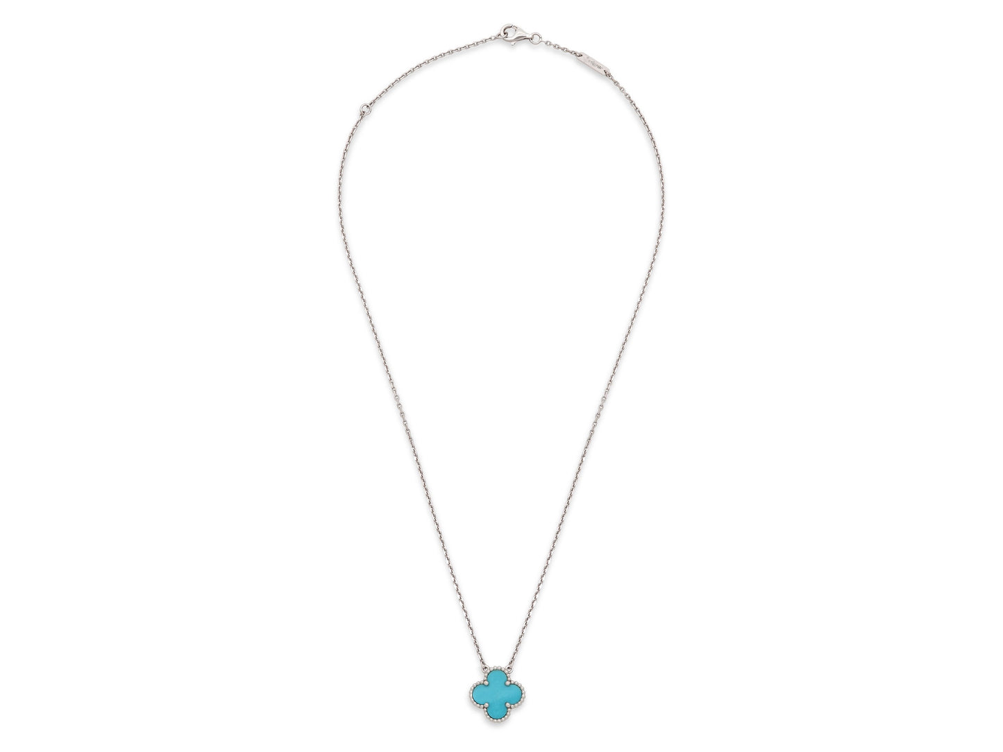 Van Cleef & Arpels 'Vintage Alhambra' Turquoise Pendant in 18K White Gold