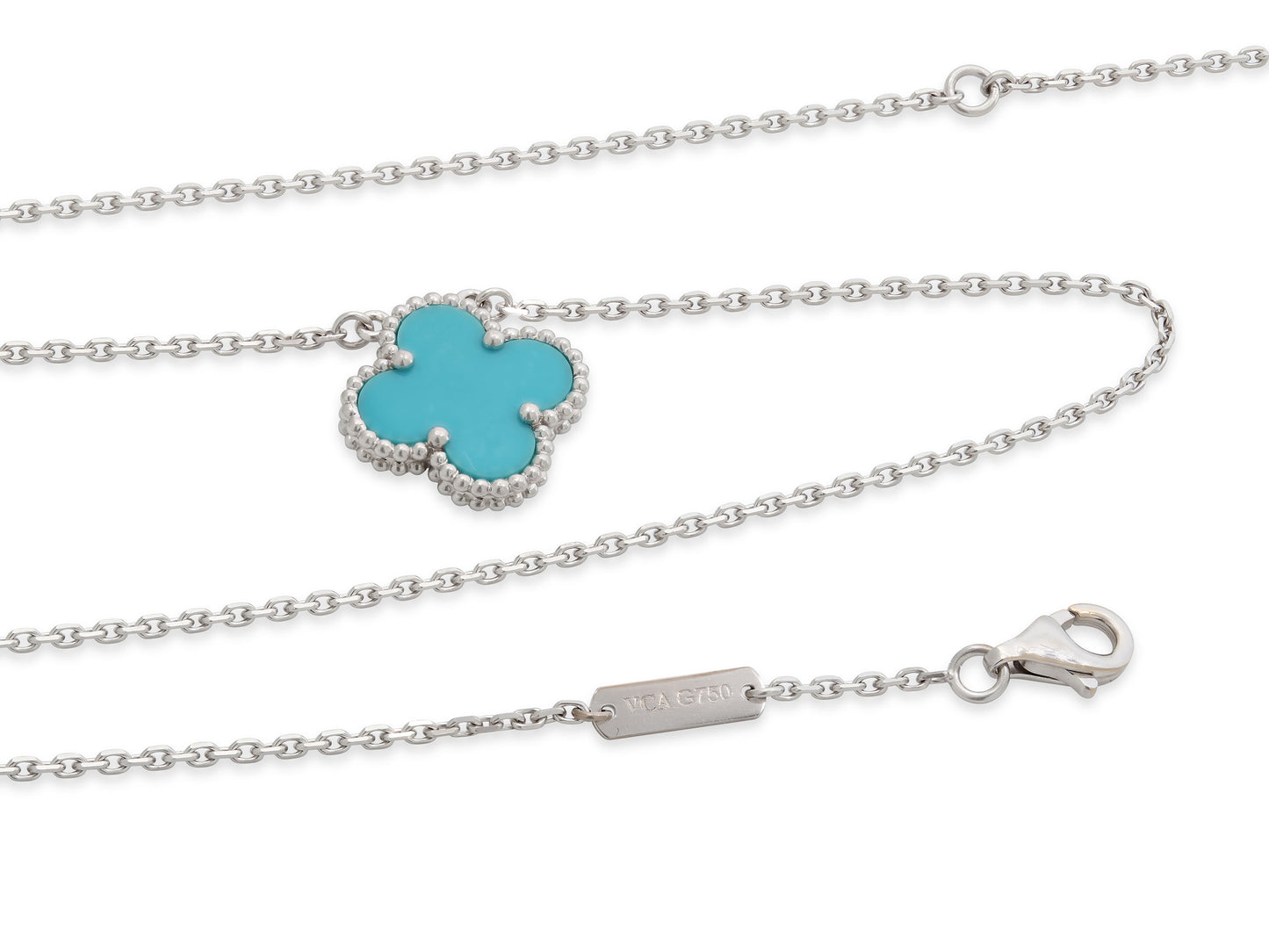Van Cleef & Arpels 'Vintage Alhambra' Turquoise Pendant in 18K White Gold