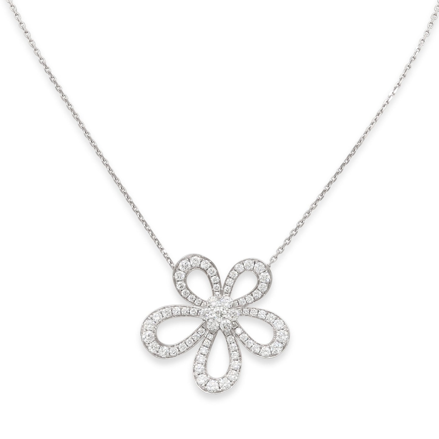 Van Cleef & Arpels 'Flowerlace' Diamond Pendant Necklace in 18k White Gold