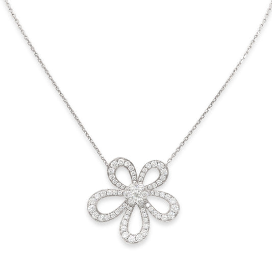 Van Cleef & Arpels 'Flowerlace' Diamond Pendant Necklace in 18k White Gold