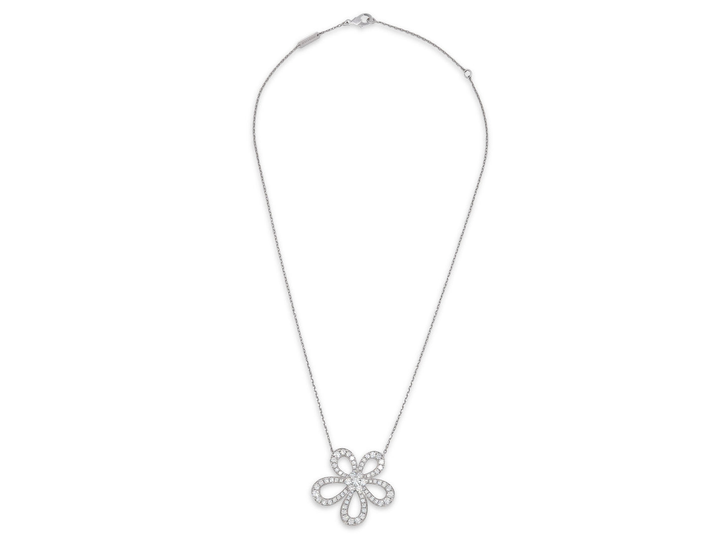 Van Cleef & Arpels 'Flowerlace' Diamond Pendant Necklace in 18k White Gold