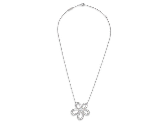 Van Cleef & Arpels 'Flowerlace' Diamond Pendant Necklace in 18k White Gold
