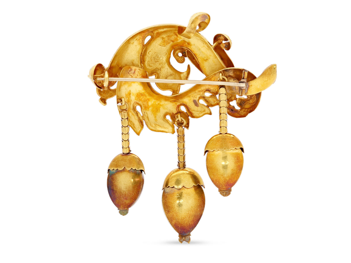 Antique Victorian Carbuncle Brooch in 18K Gold