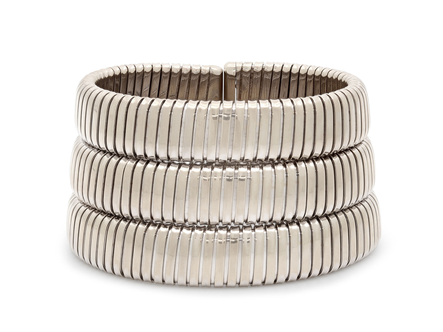 Tallarico by Weingrill Three Row Tubogas Bracelet in 18K White Gold
