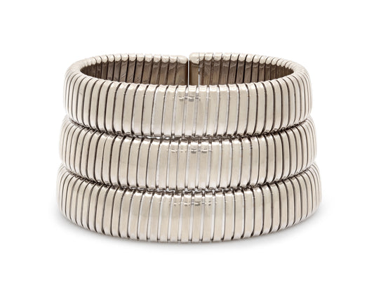 Tallarico by Weingrill Three Row Tubogas Bracelet in 18K White Gold
