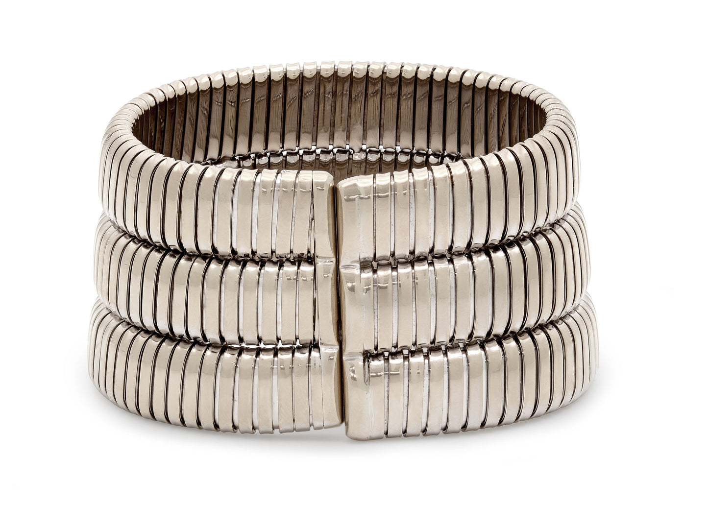 Tallarico by Weingrill Three Row Tubogas Bracelet in 18K White Gold