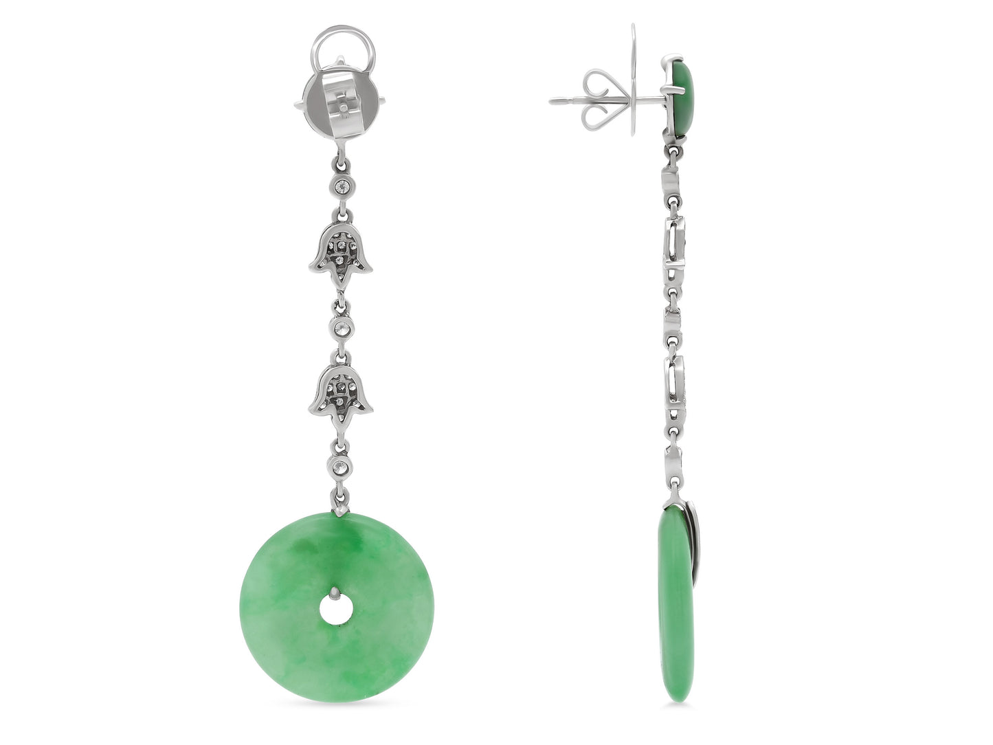 Jade and Diamond Earrings in 18K White Gold