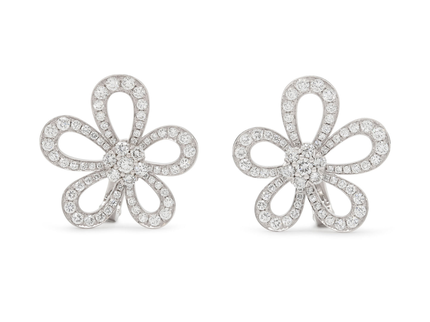 Van Cleef & Arpels 'Flowerlace' Diamond Earrings in 18K White Gold