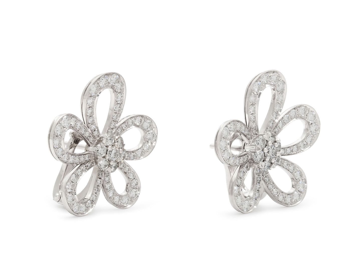 Van Cleef & Arpels 'Flowerlace' Diamond Earrings in 18K White Gold