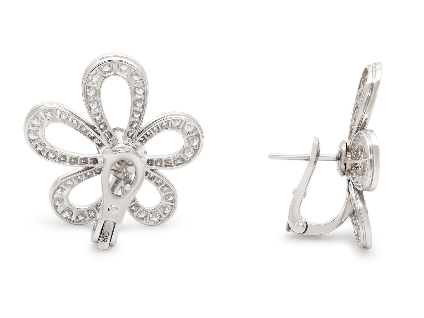 Van Cleef & Arpels 'Flowerlace' Diamond Earrings in 18K White Gold