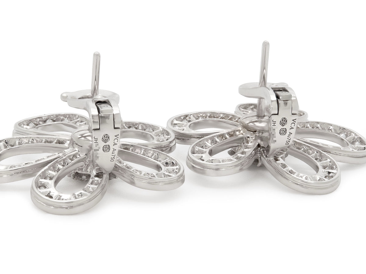 Van Cleef & Arpels 'Flowerlace' Diamond Earrings in 18K White Gold