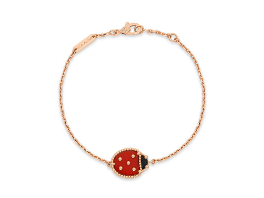 Van Cleef & Arpels 'Lucky Spring' Closed Wings Ladybug Bracelet in 18K Rose Gold