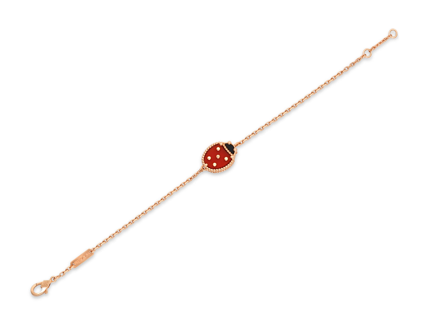 Van Cleef & Arpels 'Lucky Spring' Closed Wings Ladybug Bracelet in 18K Rose Gold