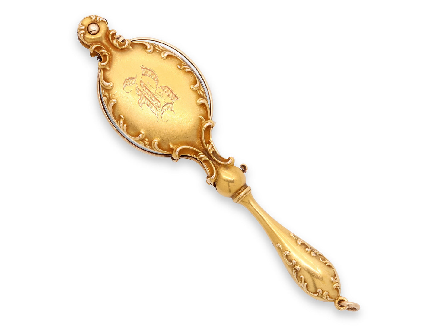 Antique Art Nouveau Diamond and Turquoise Lorgnette in 14K Gold
