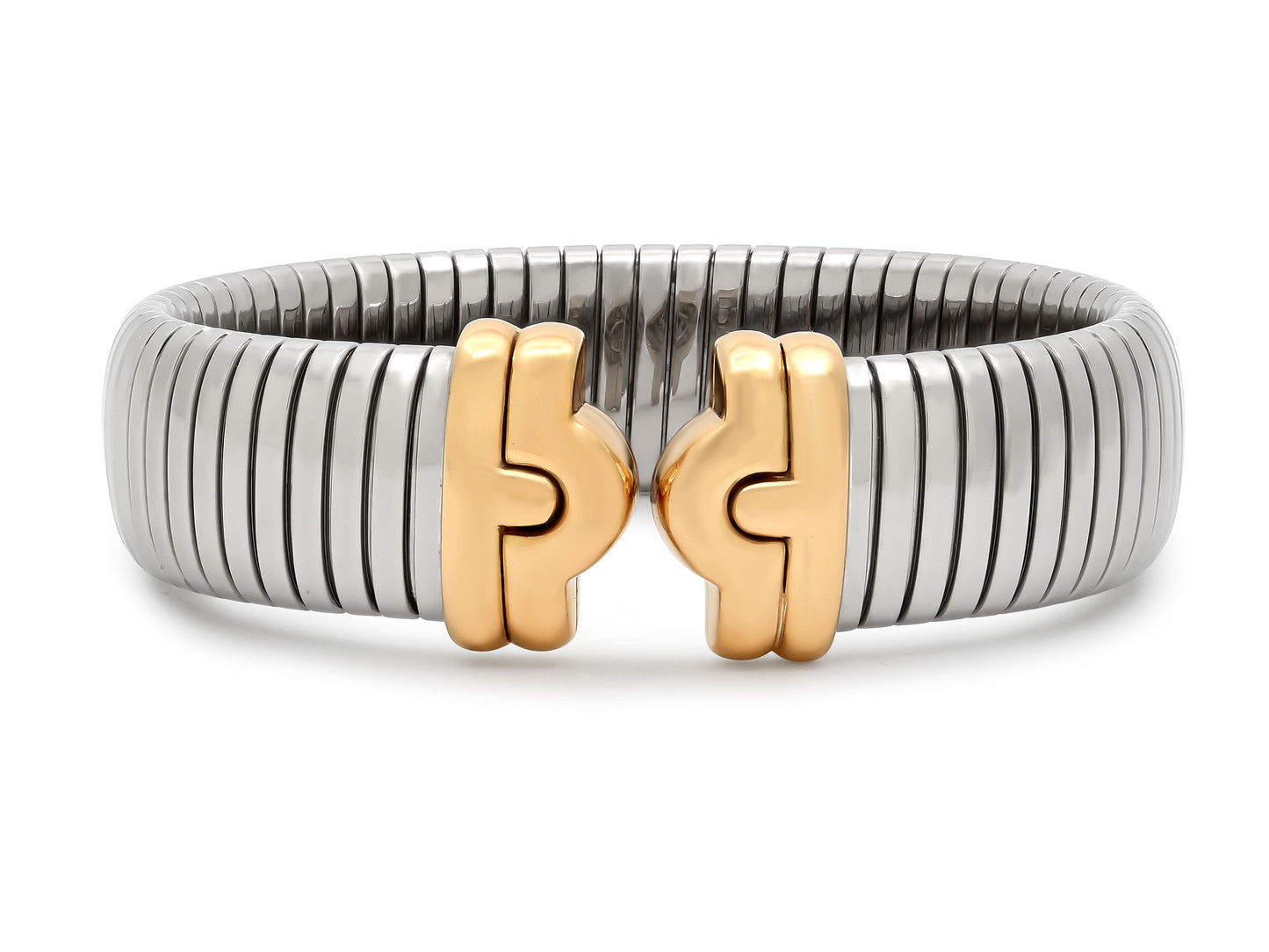 Bulgari 'Parentesi' Tubogas Bracelet in Steel and 18K Gold