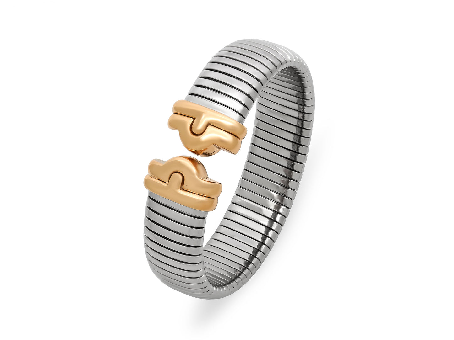 Bulgari 'Parentesi' Tubogas Bracelet in Steel and 18K Gold