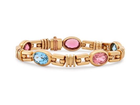 Bulgari Kunzite and Blue Topaz Bracelet in 18K Gold