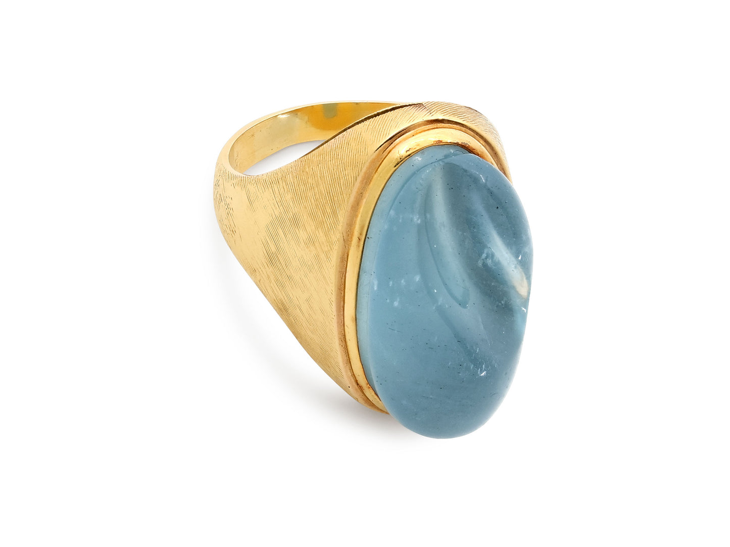 Mid-Century Burle Marx Carved Aquamarine Ring in 18K Gold