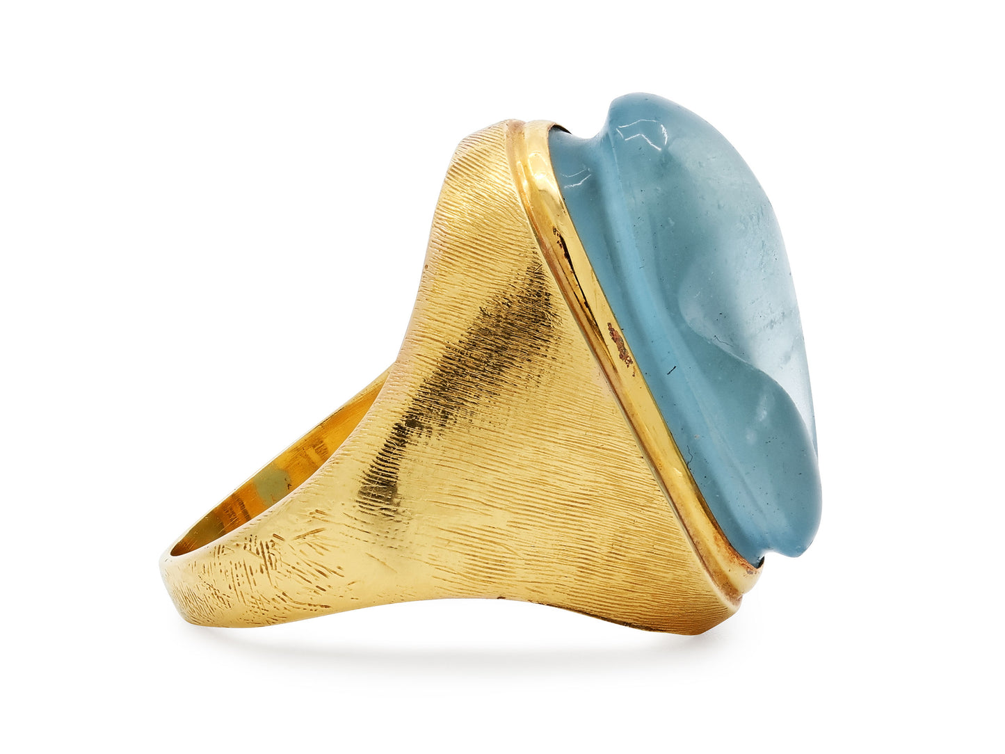 Mid-Century Burle Marx Carved Aquamarine Ring in 18K Gold