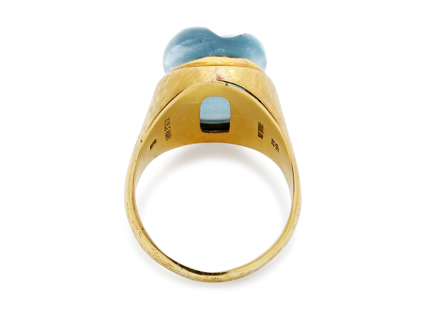 Mid-Century Burle Marx Carved Aquamarine Ring in 18K Gold