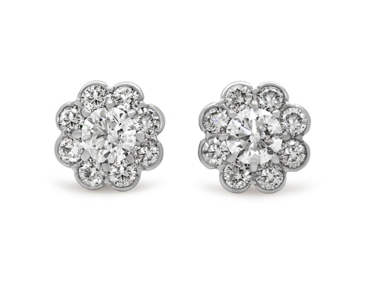 Beladora 'Bespoke' Diamond Cluster Earrings in 18K White Gold