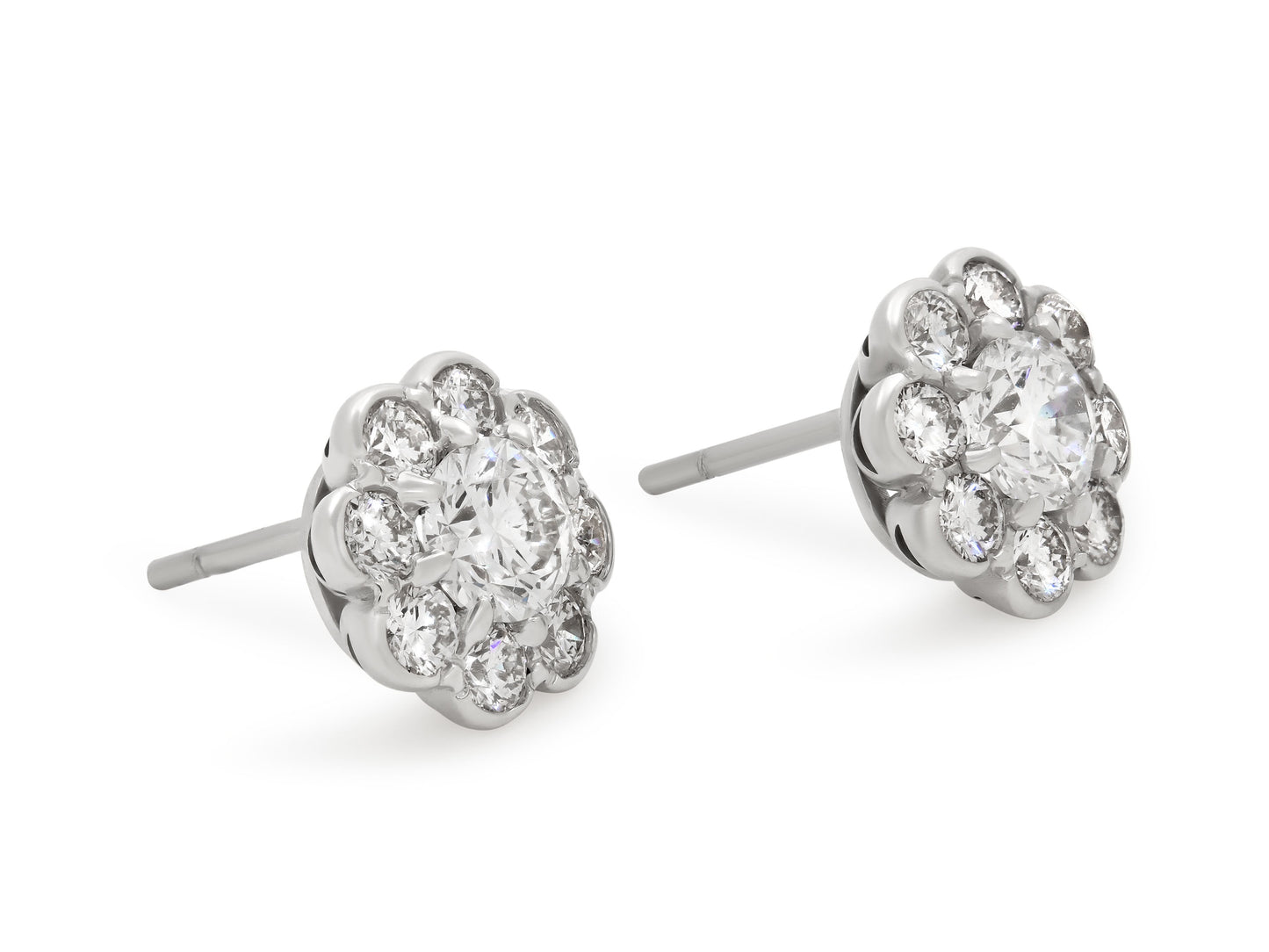 Beladora 'Bespoke' Diamond Cluster Earrings in 18K White Gold