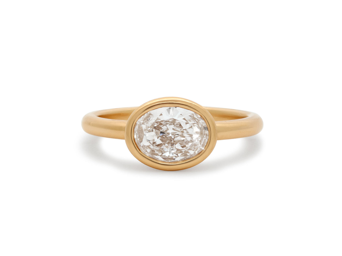 Beladora 'Bespoke' Oval Diamond Pinky Ring, 0.74 carat D/SI2, in 18K Gold