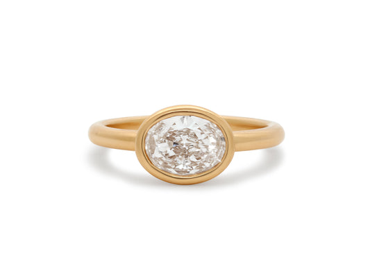 Beladora 'Bespoke' Oval Diamond Pinky Ring, 0.74 carat D/SI2, in 18K Gold
