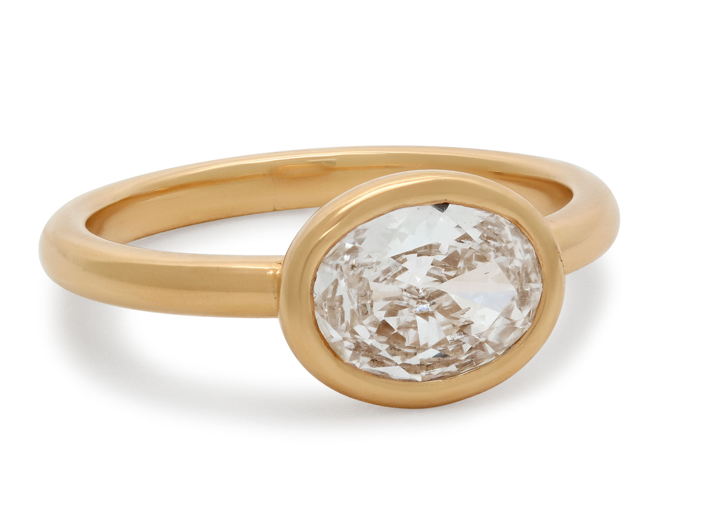 Beladora 'Bespoke' Oval Diamond Pinky Ring, 0.74 carat D/SI2, in 18K Gold