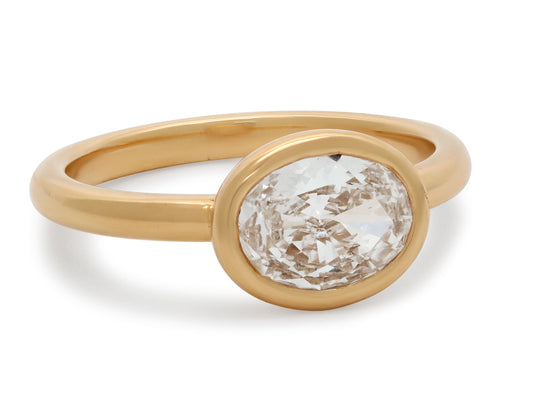 Beladora 'Bespoke' Oval Diamond Pinky Ring, 0.74 carat D/SI2, in 18K Gold