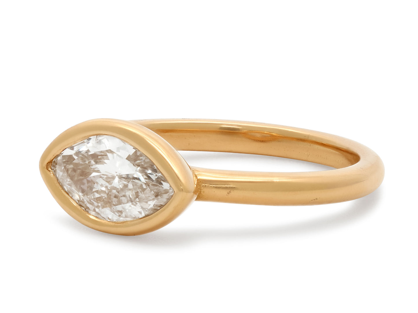 Beladora 'Bespoke' Marquise Diamond Pinky Ring, 0.69 carat H/SI2, in 18K Gold