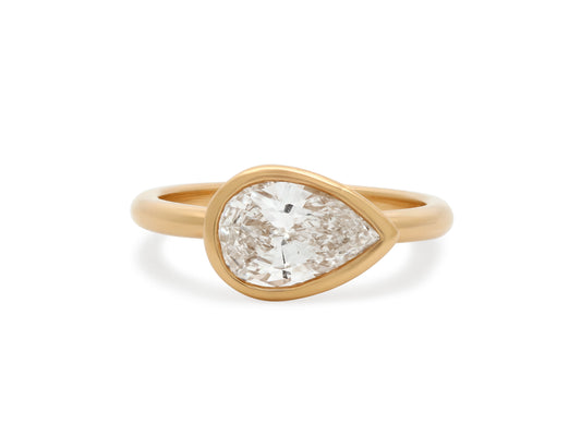 Beladora 'Bespoke' Pear Shape Diamond Pinky Ring, 0.97 carat G/SI2, in 18K Gold